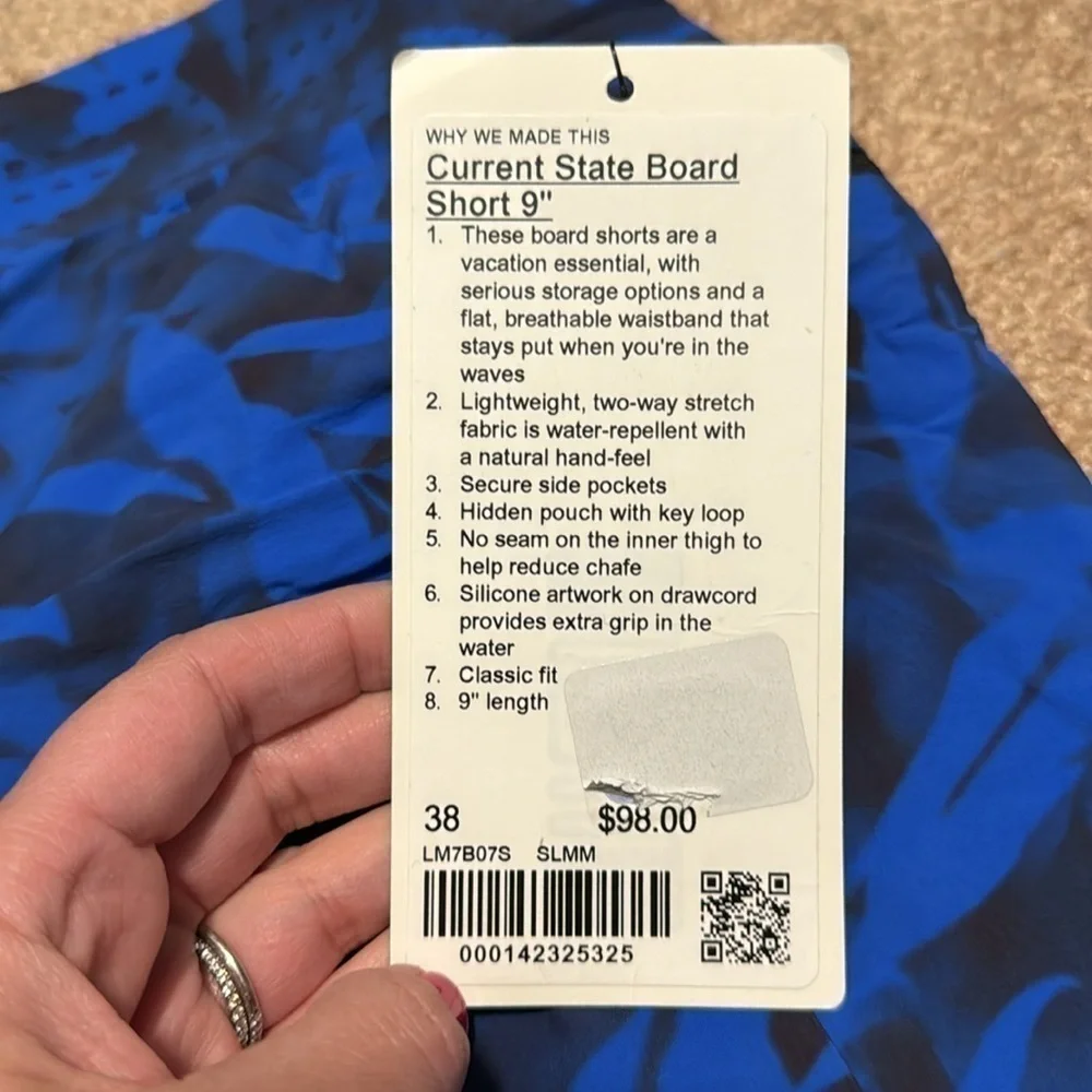 Lululemon current state board short 9” size 38